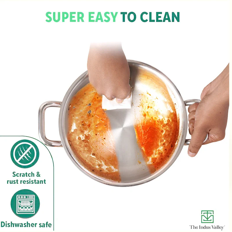 TurboCuk Tri-ply Stainless Steel Deep Fry Pan+ Glass Lid 20.3cm, 1.5 L, Premium Quality, 3 Layer Thick Body, 100% Toxin-free, Non-stick, Induction & Gas, 1.38kg - Image 7