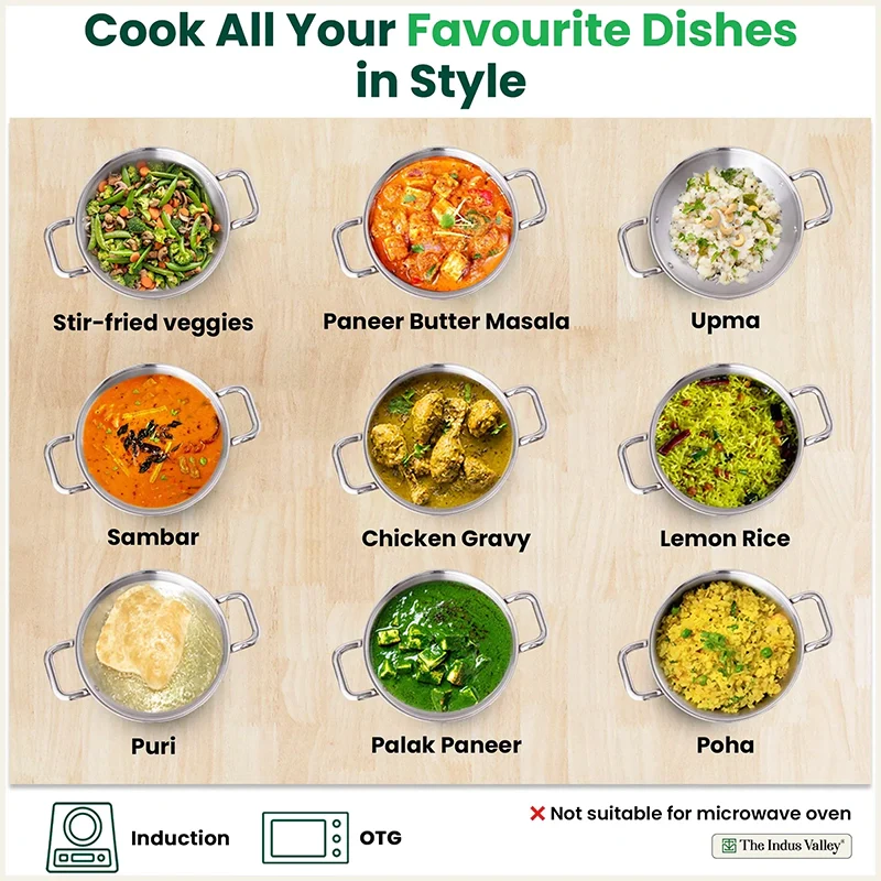 TurboCuk Tri-ply Stainless Steel Kadai+ Steel Lid 3L/3.5L/3.9L/4.5L, Premium Quality, 3 Layer Thick Body, 100% Toxin-free, Non-stick, Induction & Gas - Image 9