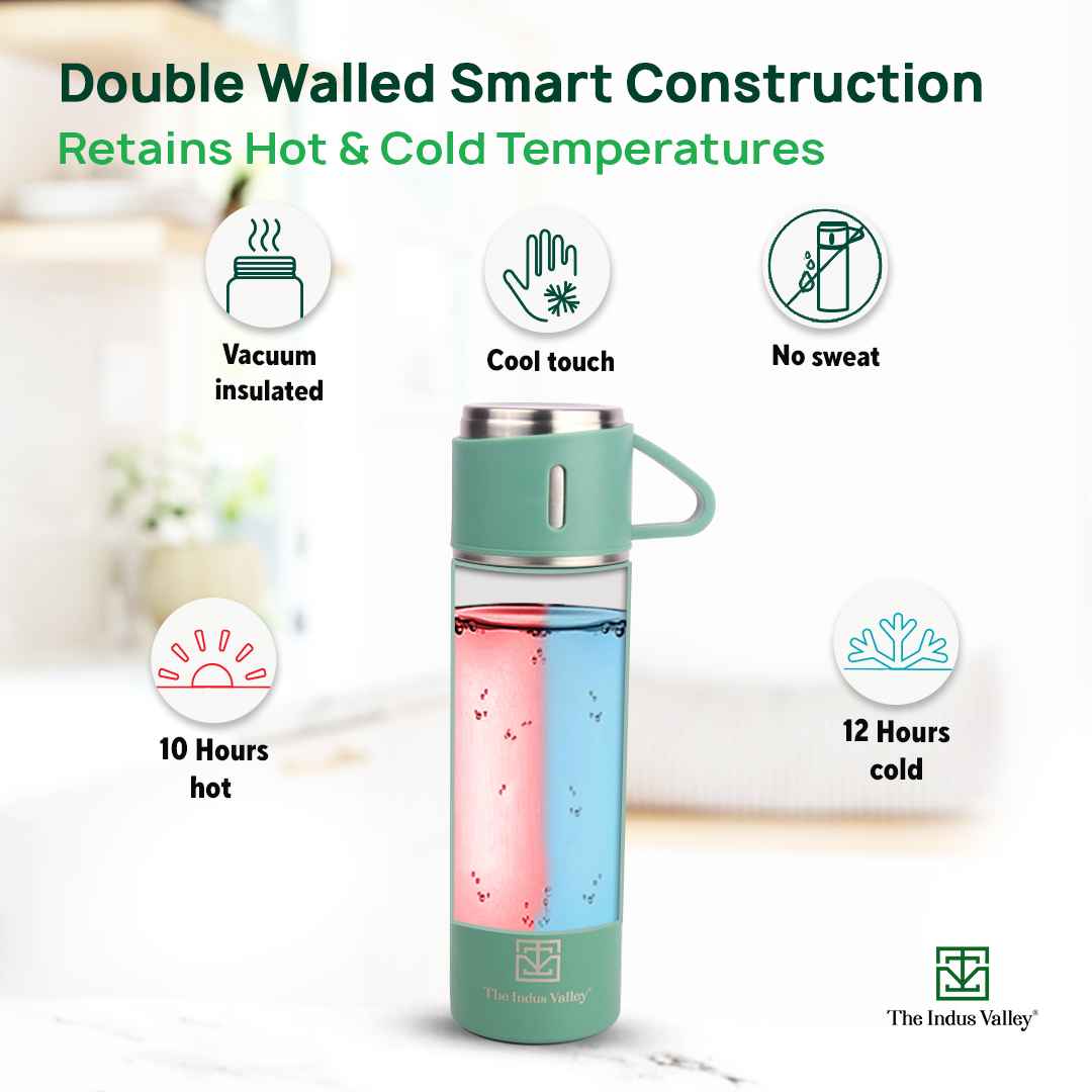Pro-hydro Stainless Steel Vacuum Insulated 500 ml Flask with Drinking Mug Lid, Hot & Cold Bottle - Image 5